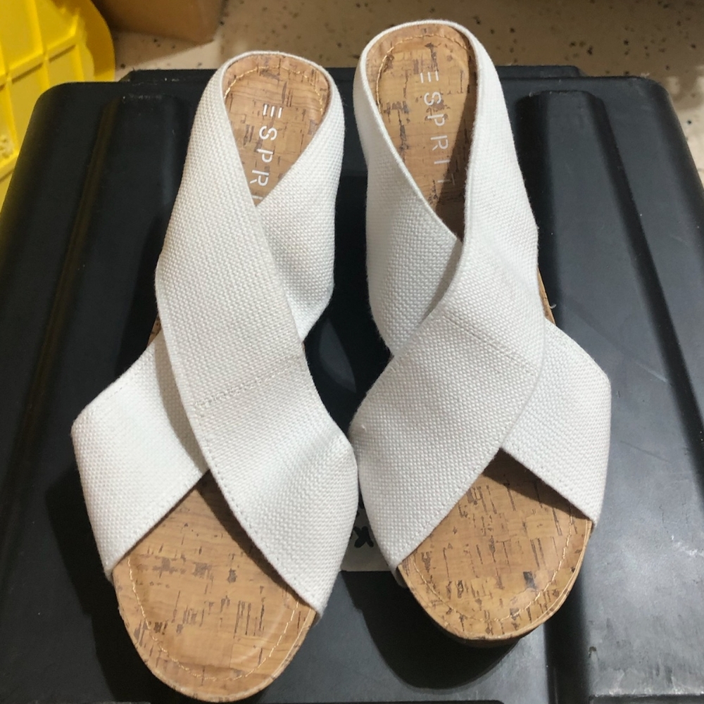 Esprit cork wedges Shoes size 8.5 white  New!